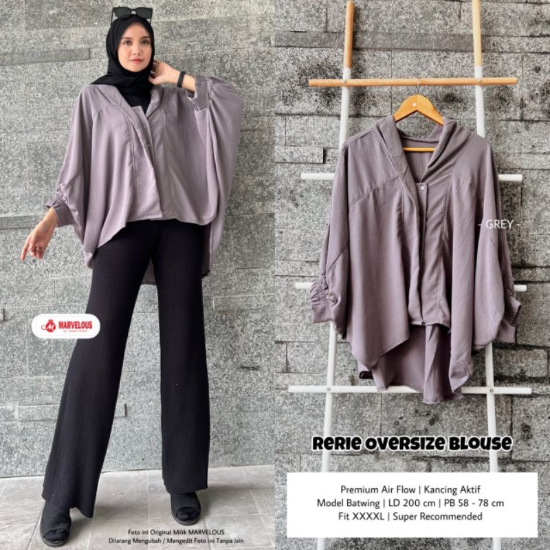 RERIE OVERSIZE BLOUSE BY MARVELOUS / BLOUSE POLOS WANITA MUSLIMAH / Blouse Airflow LD JUMBO