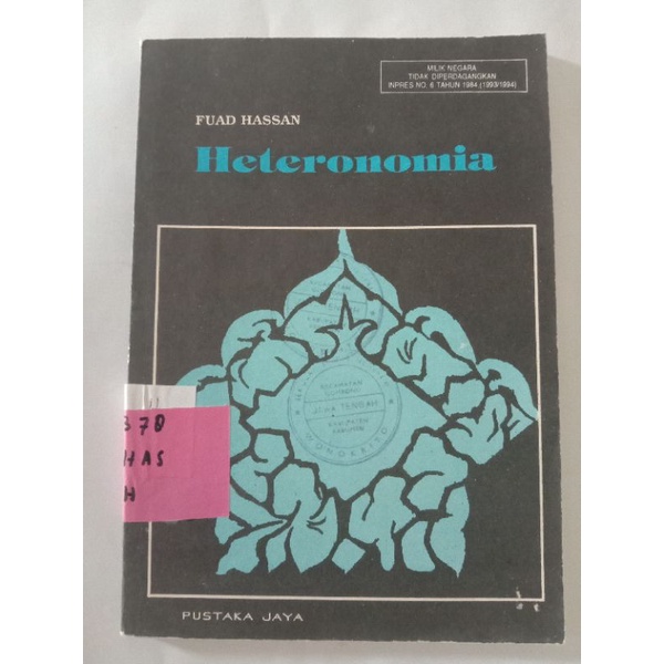 heteronomia - pustaka jaya - buku jadul - buku bekas perpustakaan