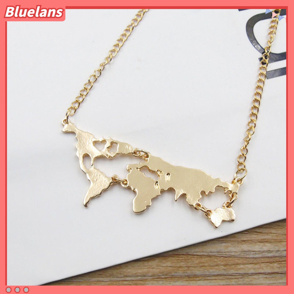 Kalung Choker Dengan Liontin Peta Dunia Abstrak Untuk Wanita