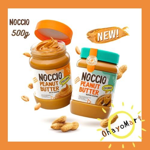 Noccio Peanut Butter Creamy &amp; Chunky / Selai Kacang Halus &amp; Kasar 500g