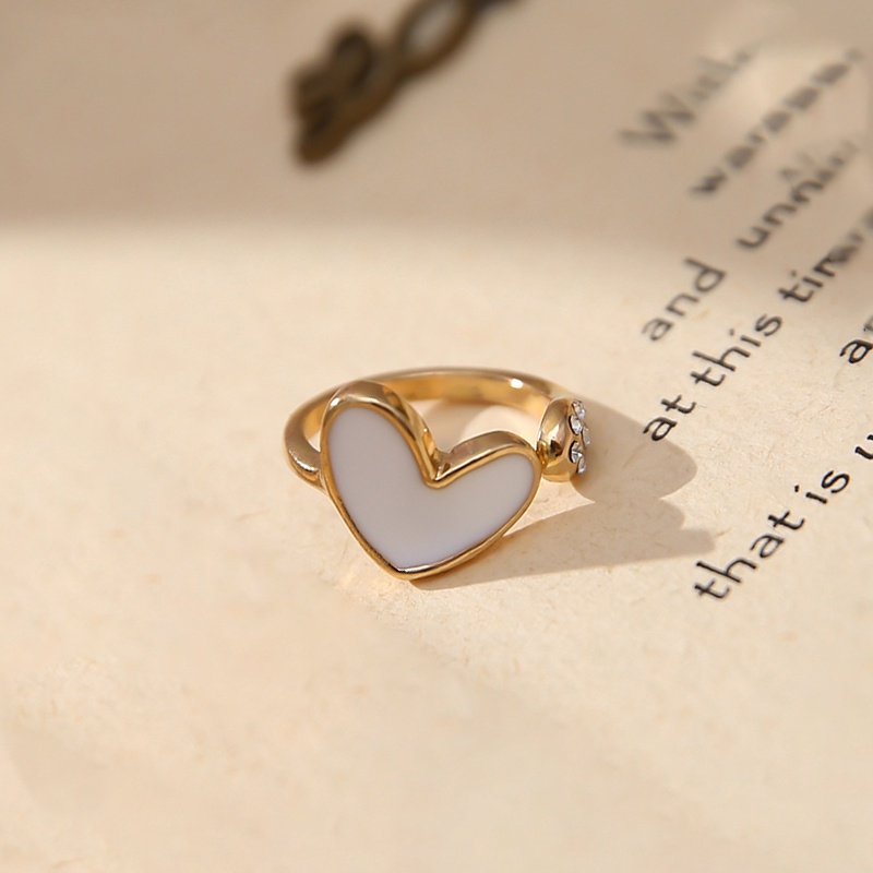 COD❤️Cincin Emas Wanita Korea Anti Karat Dan Luntur Hati Hias Berlian Imitasi Untuk Adjustable Murah Import Ready Stock