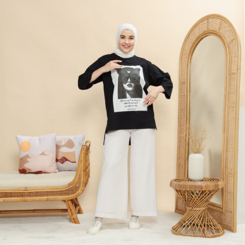 Oversize/ Baju Kaos Hijab / Kaos Ghamo Original / Baju Kaos Oversize Wanita