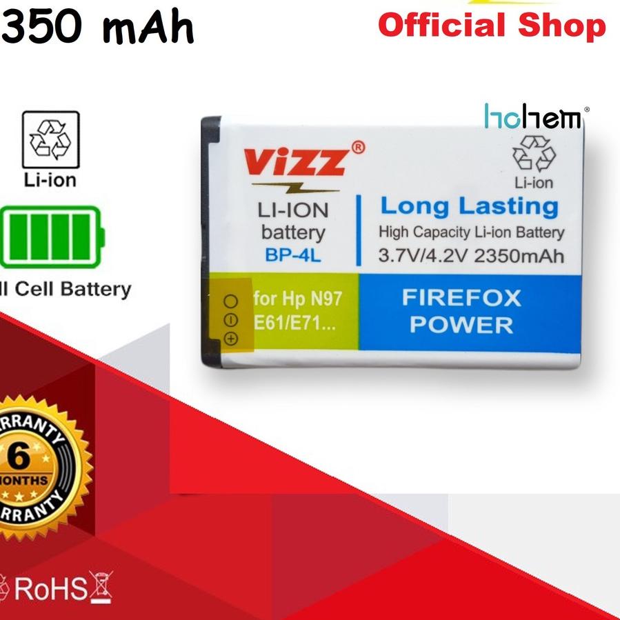 PROMOSI  1.1 Baterai VIZZ Double Power Original 100% Nokia BP-4L BP4L E6 E6i E63 E71 E72 E73 E90 N97
