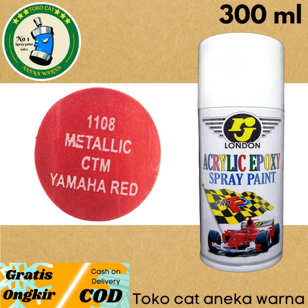 CAT SEMPROT 300ml METALIK METALLIC CTM YAMAHA RED RJ LONDON SPRAY PAINT PILOX PILOK UNTUK BODY MOTOR MOBIL BESI KAYU PLASTIK