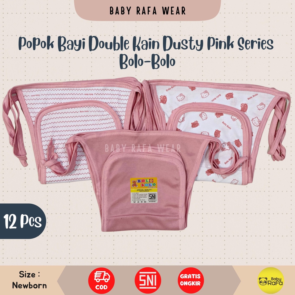 Serian Dusty - 12 pcs / 6 pcs Popok Bayi Perempuan Double Kain PINK DUSTY SERIES merk SNI Bolo - Bolo