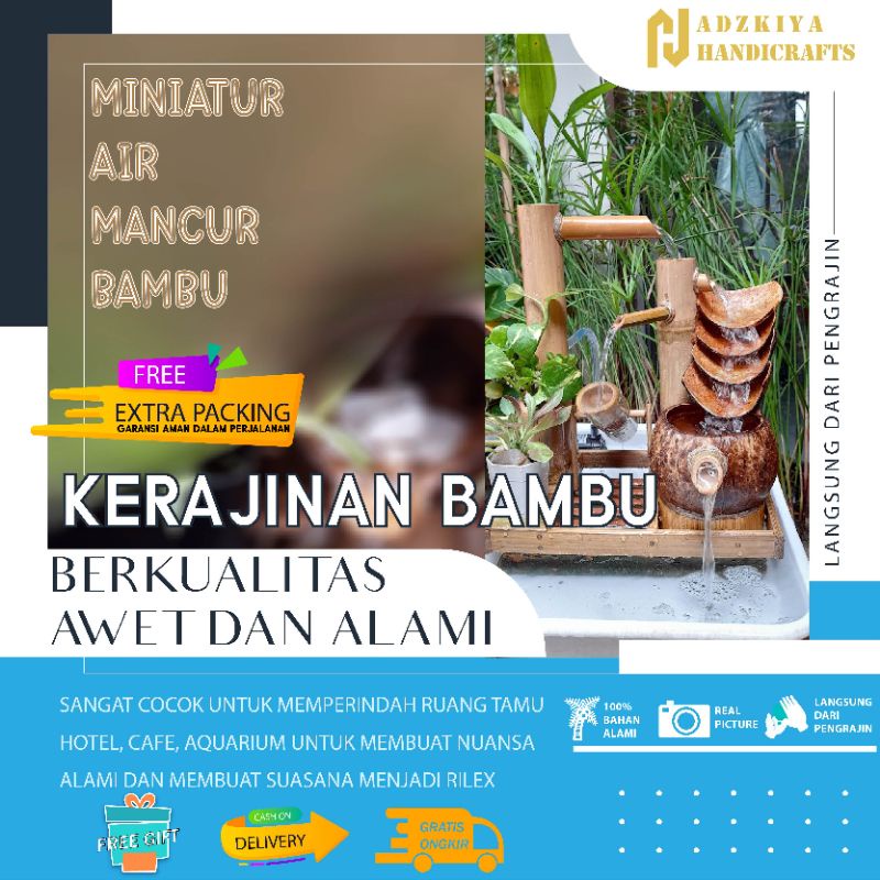 kerajinan bambu unik miniatur air mancur