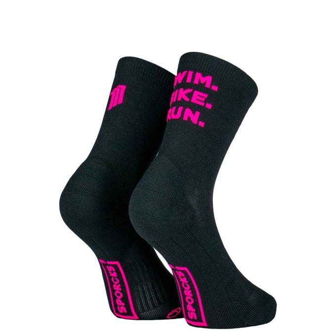 SPORCKS - Swim Bike Run Black- Triathlon/Running Sock
