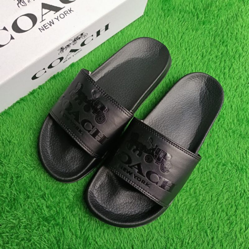 Sandal COACH Triple Black ORIGINAL / Sandal Pria / Sandal Slop