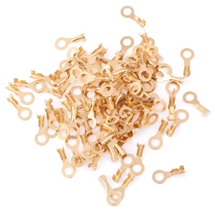 Isi 10 Pcs Skun Bulat 4 MM 4MM Skun Ring Terminal Kuningan