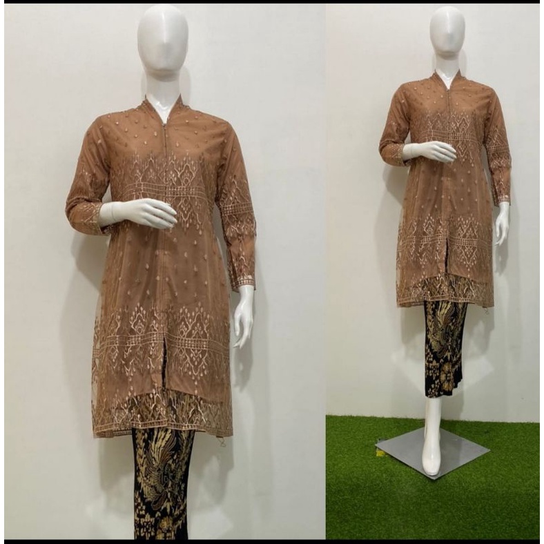 Rendy setelan kebaya tunik busui//kebaya modern//kebaya wisuda//kebaya brokat modern//kebaya tunik melayu busui