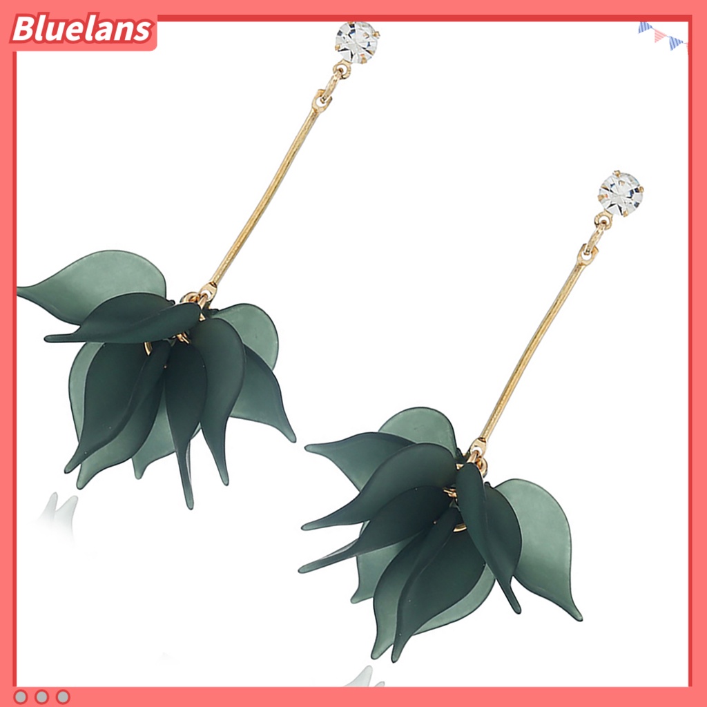 Bluelans 1Pair Drop Earrings Flower Petals Pendant Ear Decoration Alloy Women Long Dangle Earrings Party