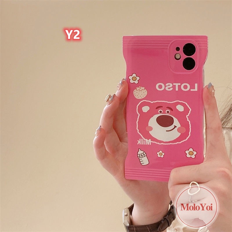 Soft Case Motif Kartun Beruang Strawberry Untuk iPhone 11 7plus 8 7 6 6s 14 Plus XR 12 13 14 Pro Max X Xs Max SE 2020