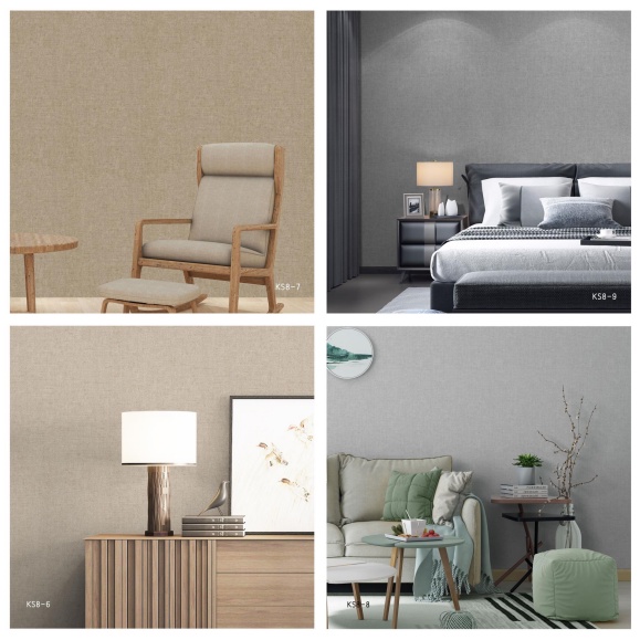 Wallpaper Dinding Motif Polos Serat Putih Ungu Terang Murah