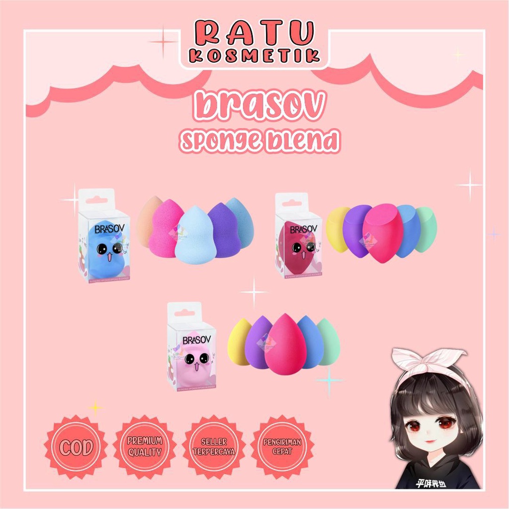 ❤ RATU ❤ Brasov Beauty Blender Sponge | Sponge Bedak | Foundation Kotak Bulat | Spons Blending | Spon Make Up | Tear Drop |  Egg