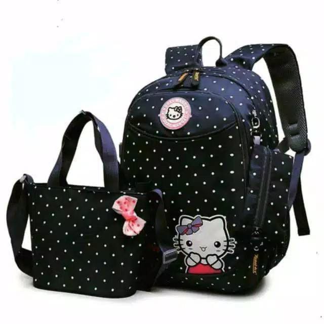 Tas Ransel Anak Perempuan Tas Sekolah Anak Gendong Karakter Kartun Hello Kitty 3in1 Set