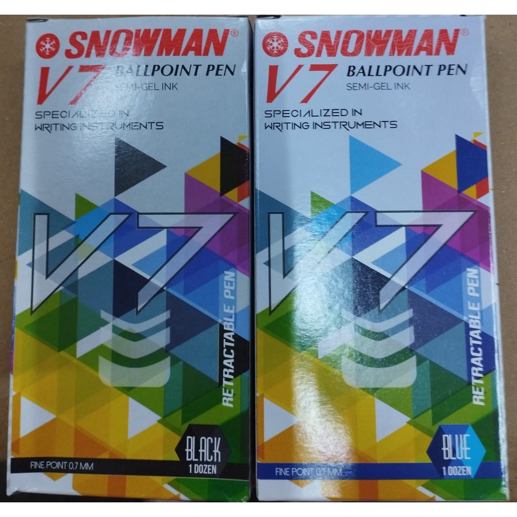 

Pulpen Snowman V-7 Semi-Gel Ink (isi 12 buah)
