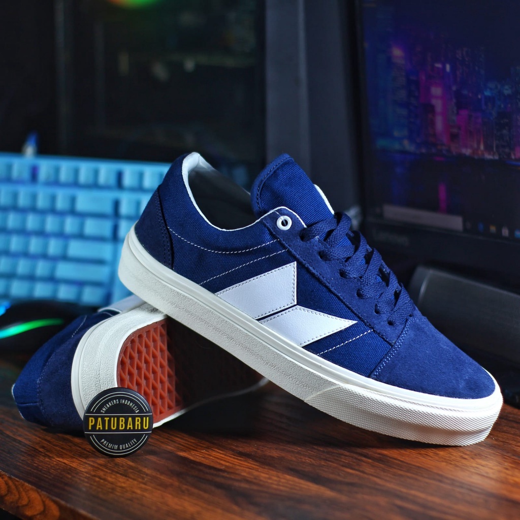 SEPATU PRIA MACBETH BOOMER NAVY LIST PUTIH PREMIUM IMPORT VIETNAM BNIB BISA COD