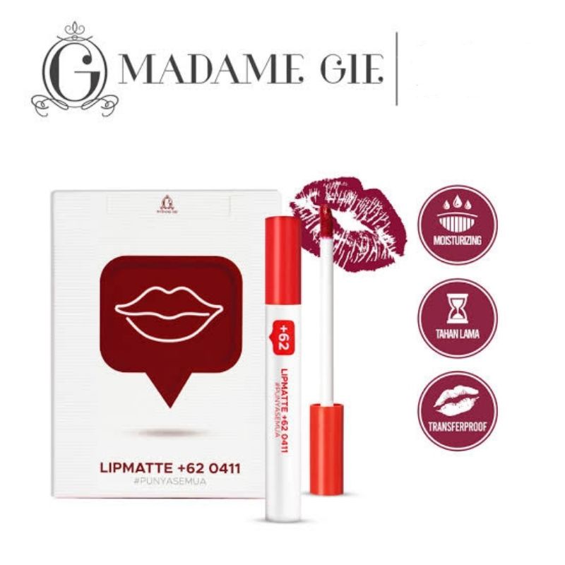 MADAM GIE LIPMATTE +62 LIPCREAM// LIPMATTE  MADAME GIE ORIGINAL