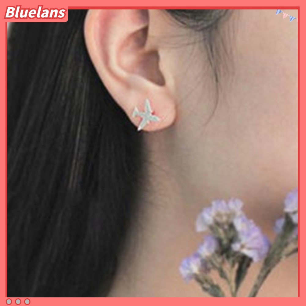 Anting Stud Silver Plated Bentuk Pesawat Untuk Wanita