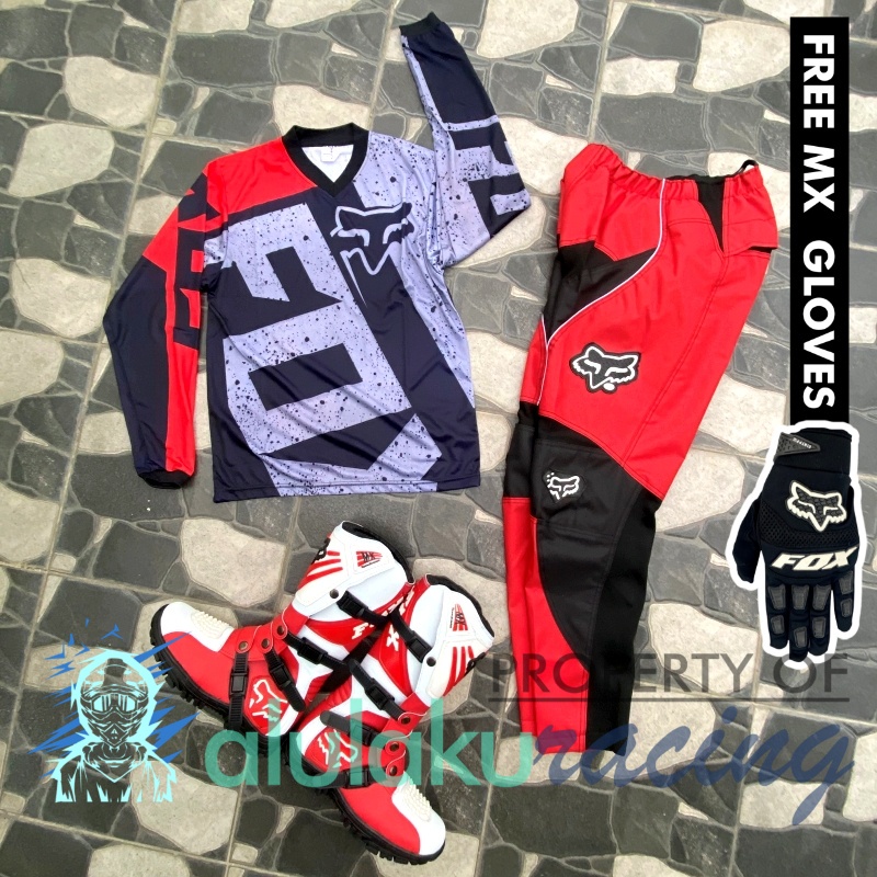 Jersey, Celana, Sarung Tangan &amp; Sepatu SV Fullset MX Trail Motocross - Paket Bundling FOCTSV100310-F41