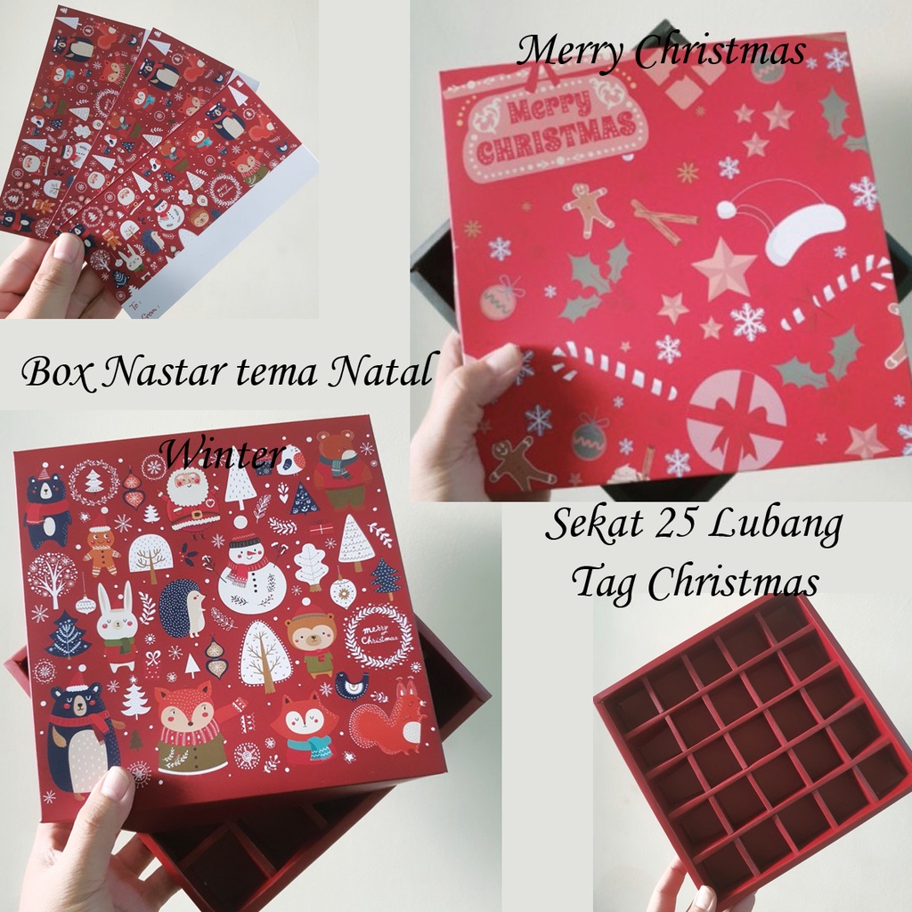 

( 5pcs ) Box Nastar Bulat Sekat 25 Lubang Dus Natal Christmas Kotak Kemasan Nastar Classic Brownies Mini Kue Cokelat Mochi Cookies