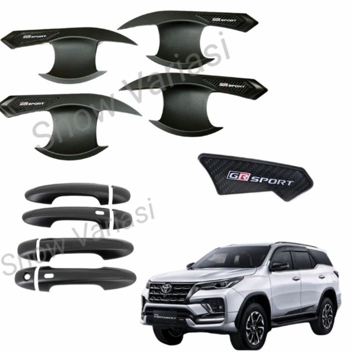 [BISA COD] Paket Outer Handle Cover All New Fortuner 2016 2021 Gr Sport Hitam / Perlengkapan Variasi