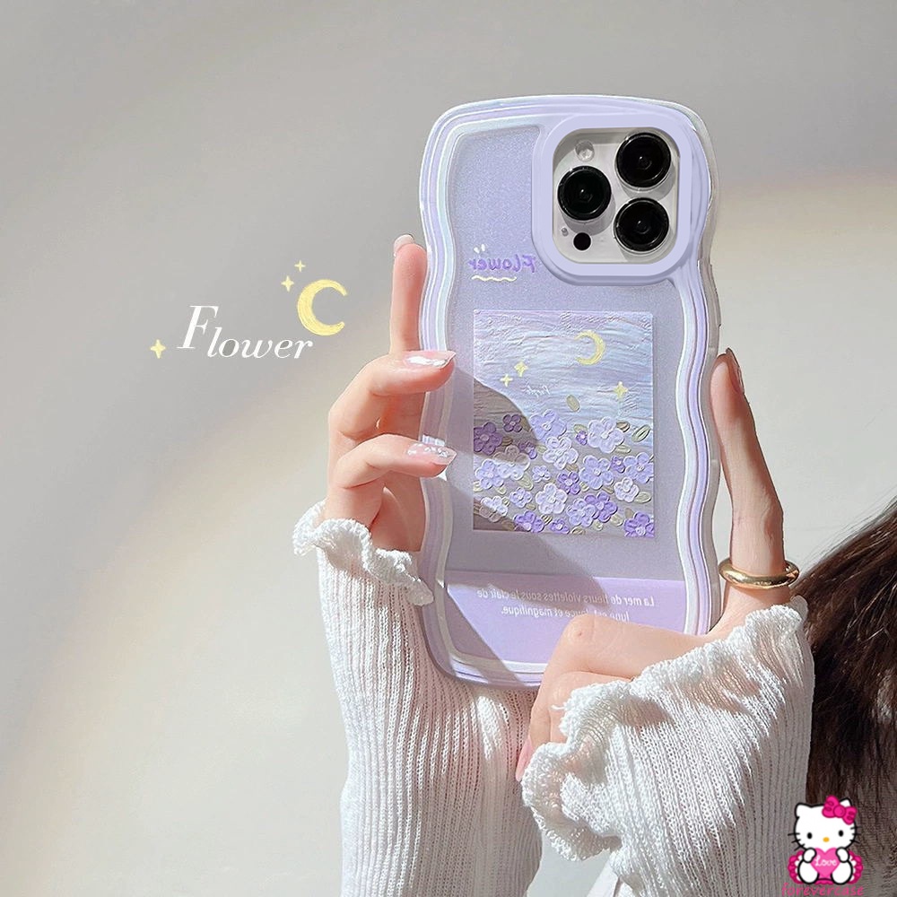 Soft Case TPU Motif Lukisan Minyak Bunga Ungu Untuk OPPO A53 A33 2020 A12 A15 A16 A57 2022 A95 A55 A16K A54 A96 A76 A9 A5 A31 A5s A7 A16E A3s A35 A2 A315
