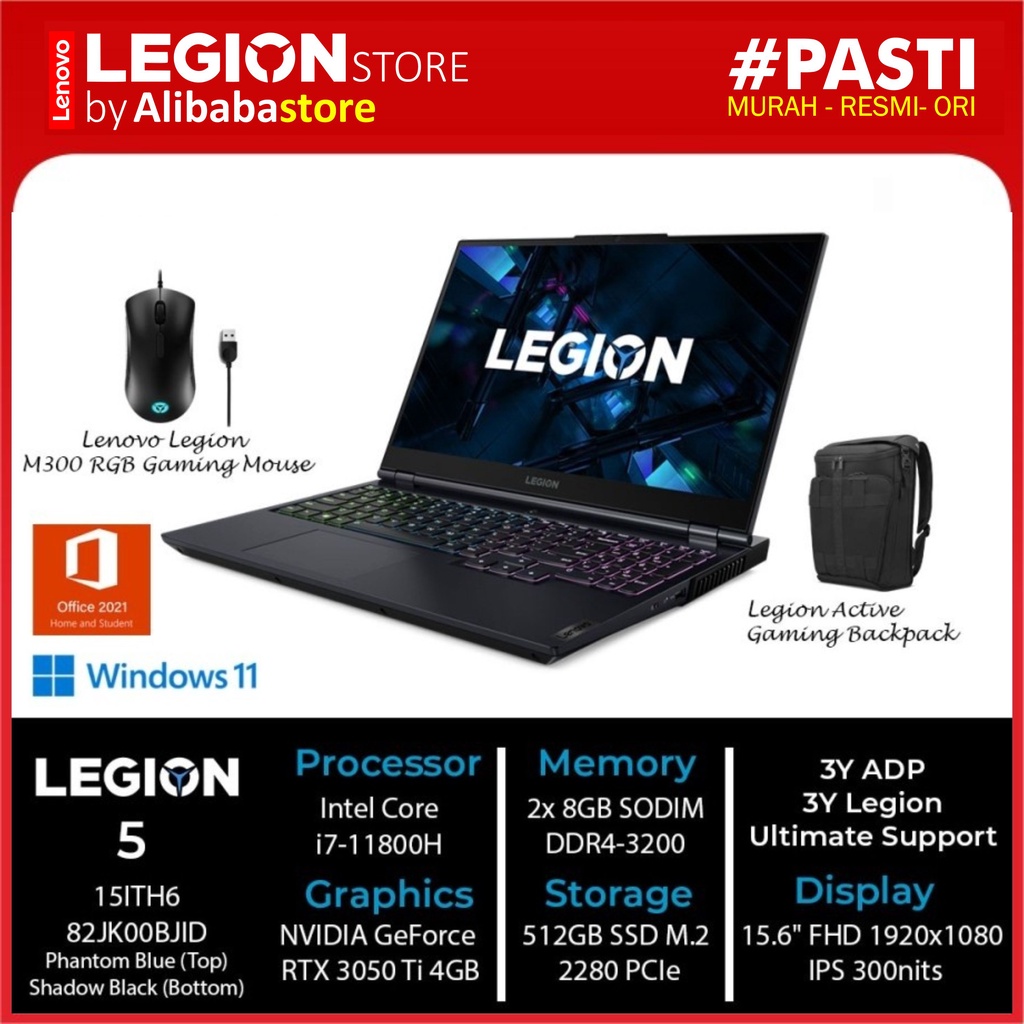 LENOVO LEGION 5 15ITH6 82JK00BJID Core i7 11800H 16GB 512GB 3050Ti W11