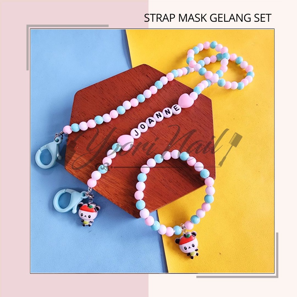 Strap masker gelang set nama strap tali masker custom kalung masker manik anak dewasa