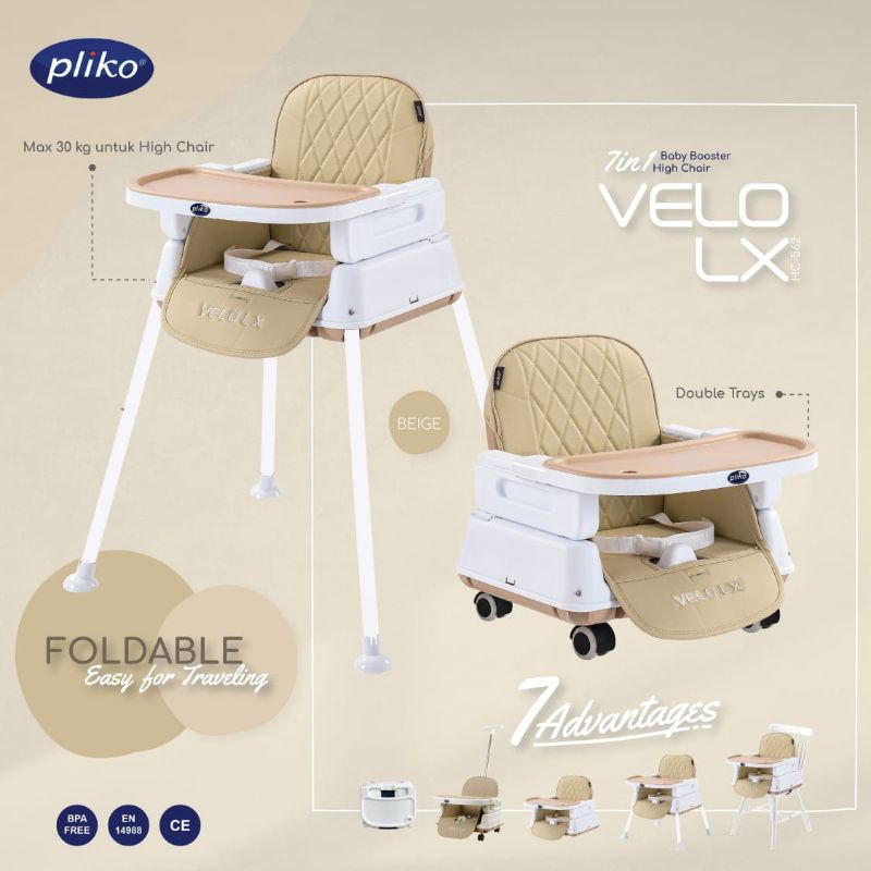 Kursi Makan Pliko Velo LX HC-562 Booster High Chair Bayi