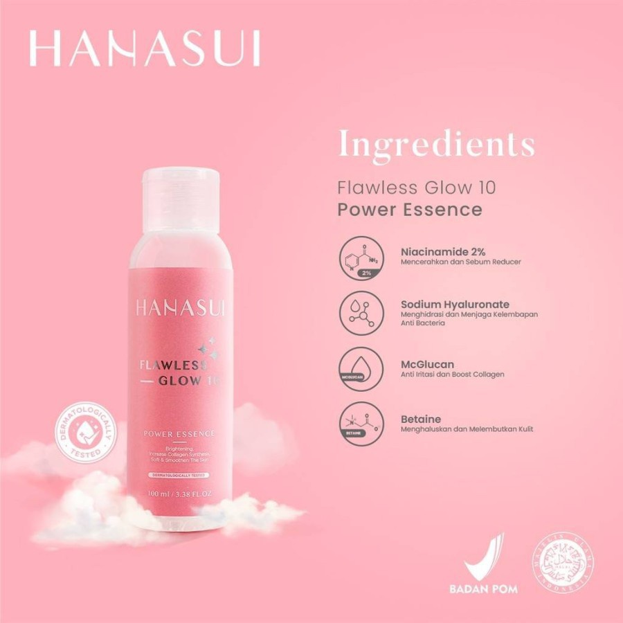 HANASUI FLAWLESS GLOW 10 POWER ESSENCE 100ML - ESSENCE HANASUI BPOM - TONER ESSENC