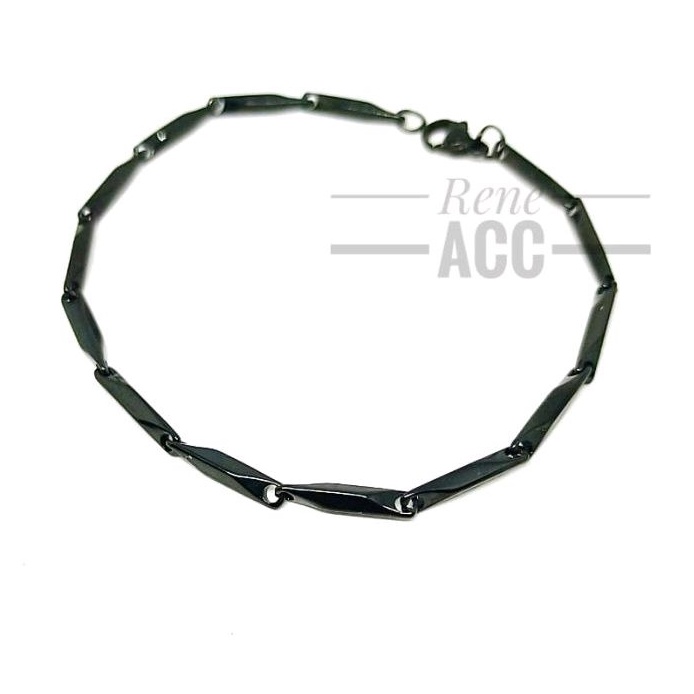 Gelang Titanium Hitam Padi balok Anti Karat