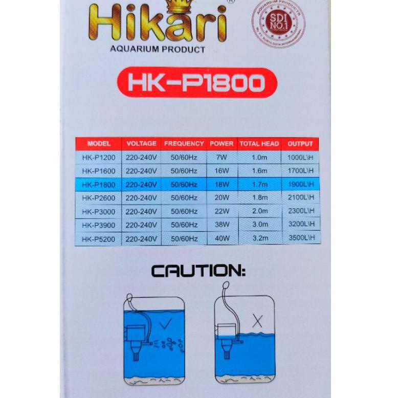 TUV.18Oc22х ‑ POMPA AIR AQUARIUM AQUASCAPE HIDROPONIK HIKARI HK-P1800 HIKARI 1800