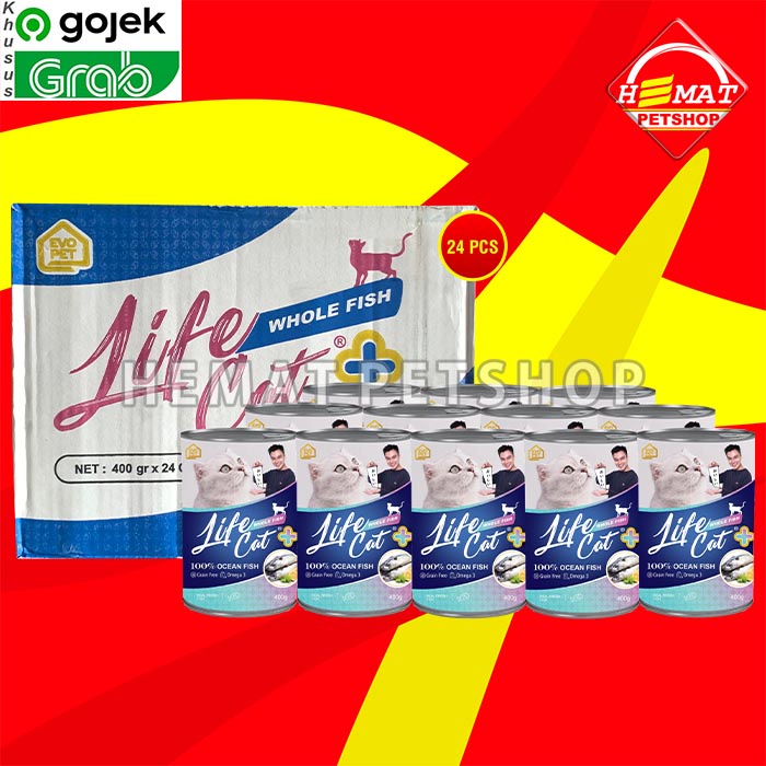 GOSEND Makanan Kucing Life cat Plus Wet Food Kaleng Dus 24Pcs 400gr