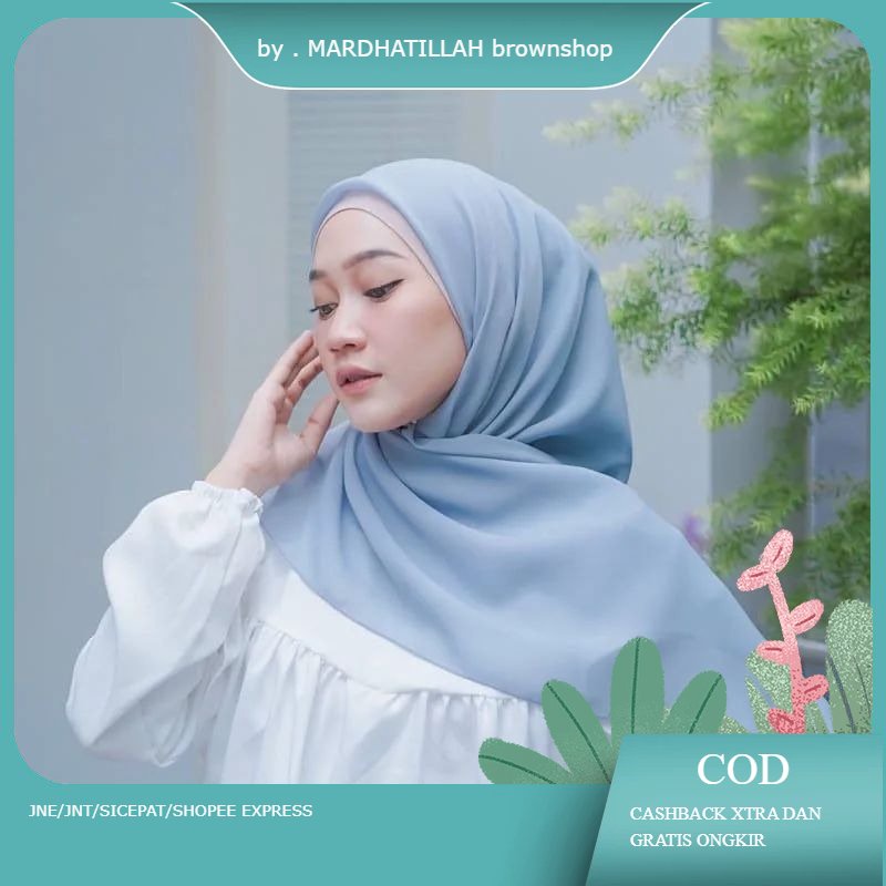 kerudung jilbab segi empat BELLA SQUARE polos bahan double hycon ( pollycotton ) premium jahit tepi 
