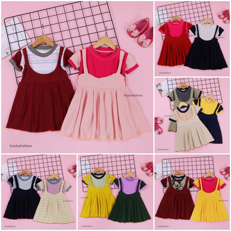 Dress Nagita uk Bayi 3-12 Bulan / Baju Lengan Pendak Anak Perempuan Dres Baby Adem Murah Grosir