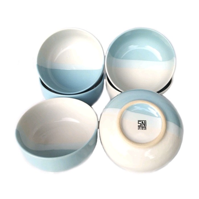 Mangkok Keramik Tebal Two Tone 2/Porcelain Bowl/Mangkuk Makan Cantik