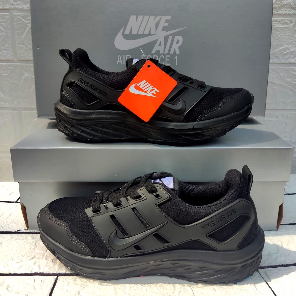 TERBARU!! Sepatu Sekolah/Kuliah/Kerja Cowo Cewe Premium NIKE AIR 270 Hitam Polos