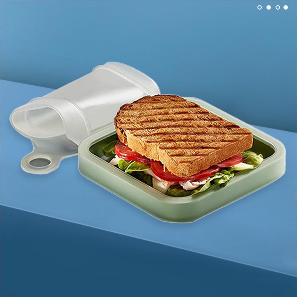 Kotak Makan Kotak Kontainer Sandwich Portable Compact Sandwich Case Storage Food Container Silicone Reusable Untuk Anak Dewasa