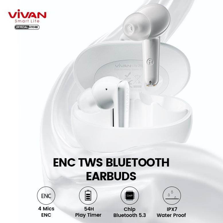 VIVAN Earphones Headset TWS Life 200NC Bluetooth 5.3 Waterproof IPX7 4