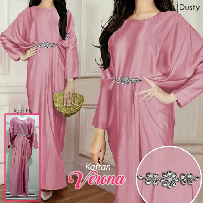 PROMO KAFTAN gamis kaftan varsela gold - dustypink BATIK WANITA KONDANGAN TERMURAH MURAH RINJANI PUT