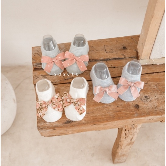 Little Sosete Tainia &amp; Chantilly  Series - Series Kaos Kaki Bayi Pita Lucu Newborn Baby Socks Accessories Bow Ribbon Cute Premium Antislip