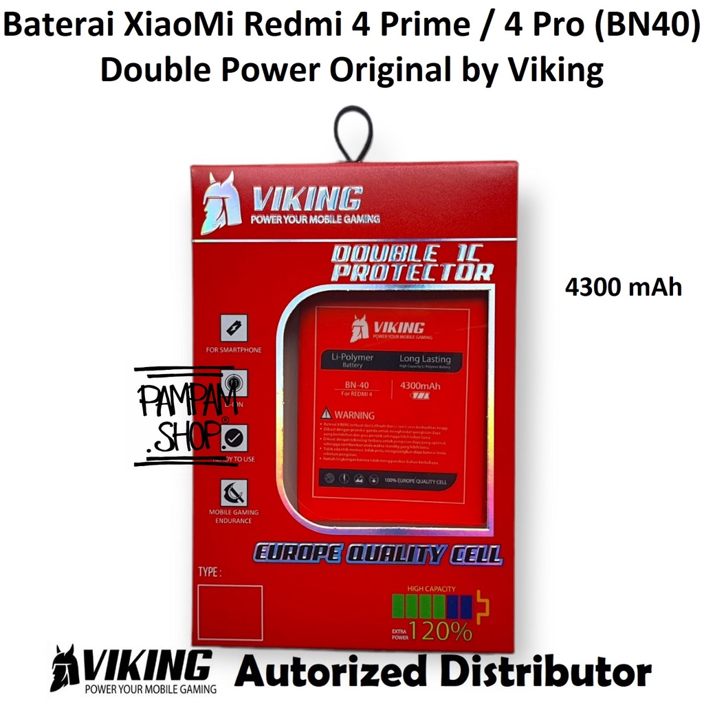 Baterai VIKING Double Power Original XiaoMi BN40 Redmi 4 Prime Pro Batre Batrai HP Xiao Mi BN 40 Ori