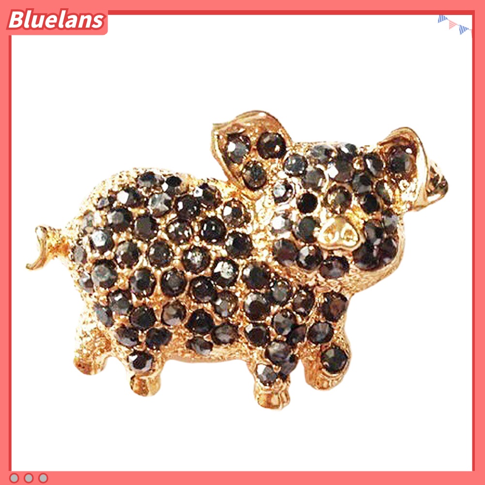 Bluelans Women Rhinestone Inlaid Pig Brooch Pin Corsage Bag Badge Cloth Jewelry Accessory