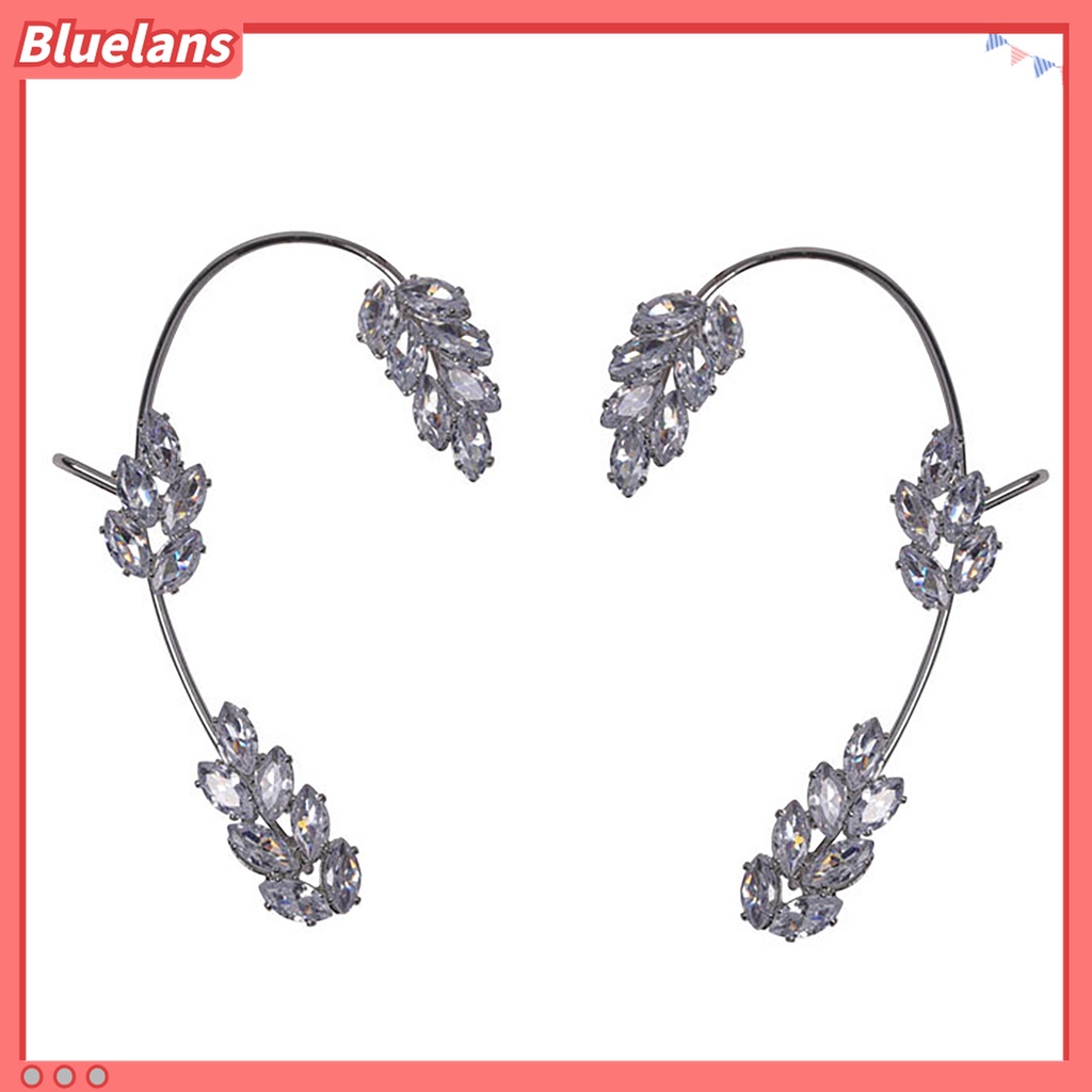 1pc Anting Klip Tanpa Tindik Desain Daun Berkilau Untuk Wanita
