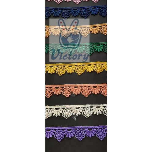 Kain Renda Bordir Giper kecil - (G-15481) - 15yds/13.5meter - 515 Hijau Tua