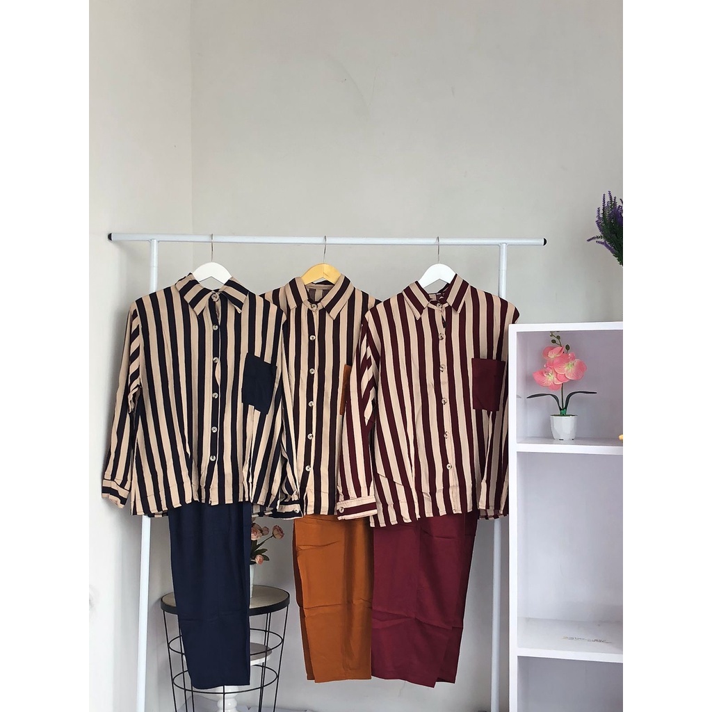 ONE SET KATUN RAYON PREMIUM MOTIF GARIS