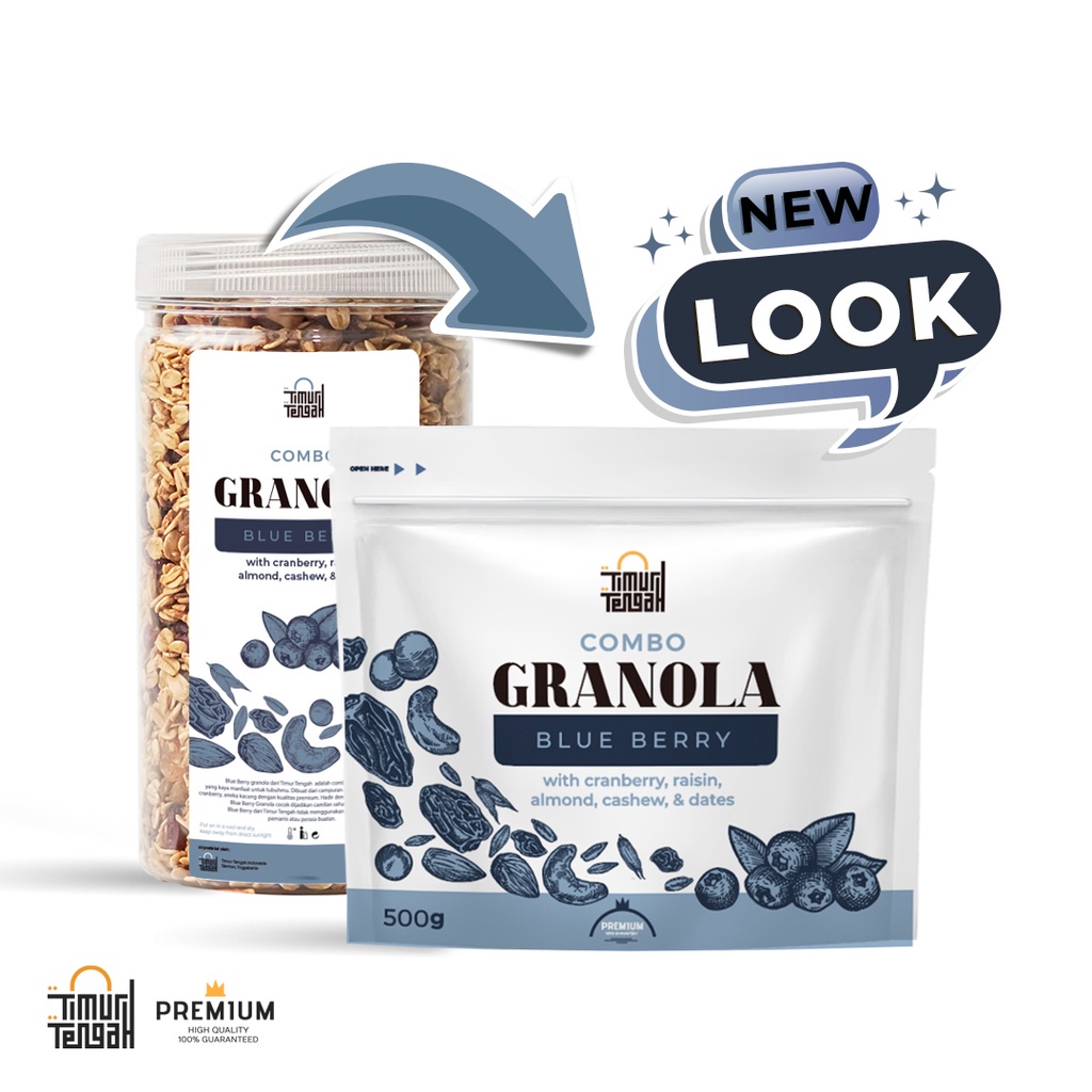 Granola Blueberry Timur Tengah 500gr | Blueberry Granola Premium
