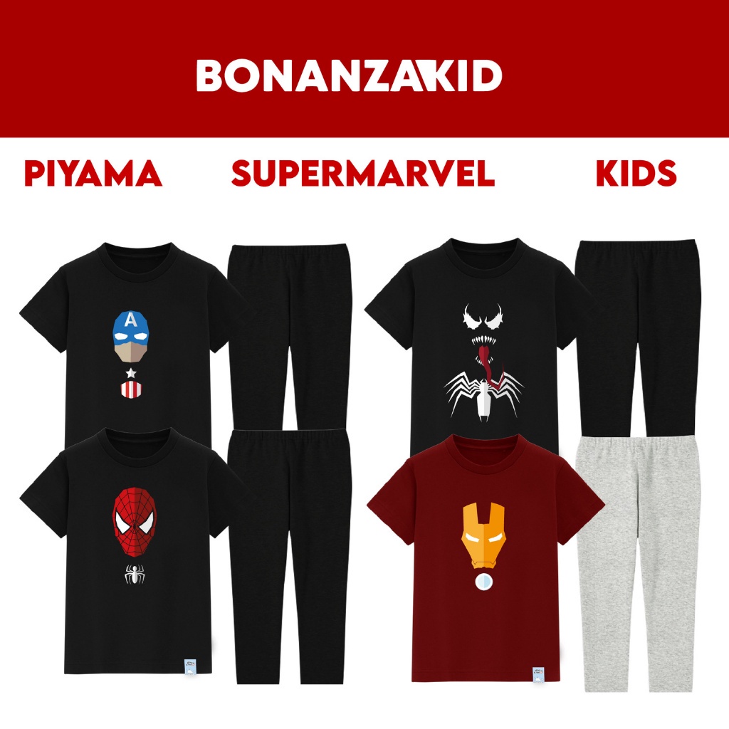 Piyama Anak Tema SuperMarvel Untuk Usia 2-8 Tahun Bahan Cotton Combed 30s