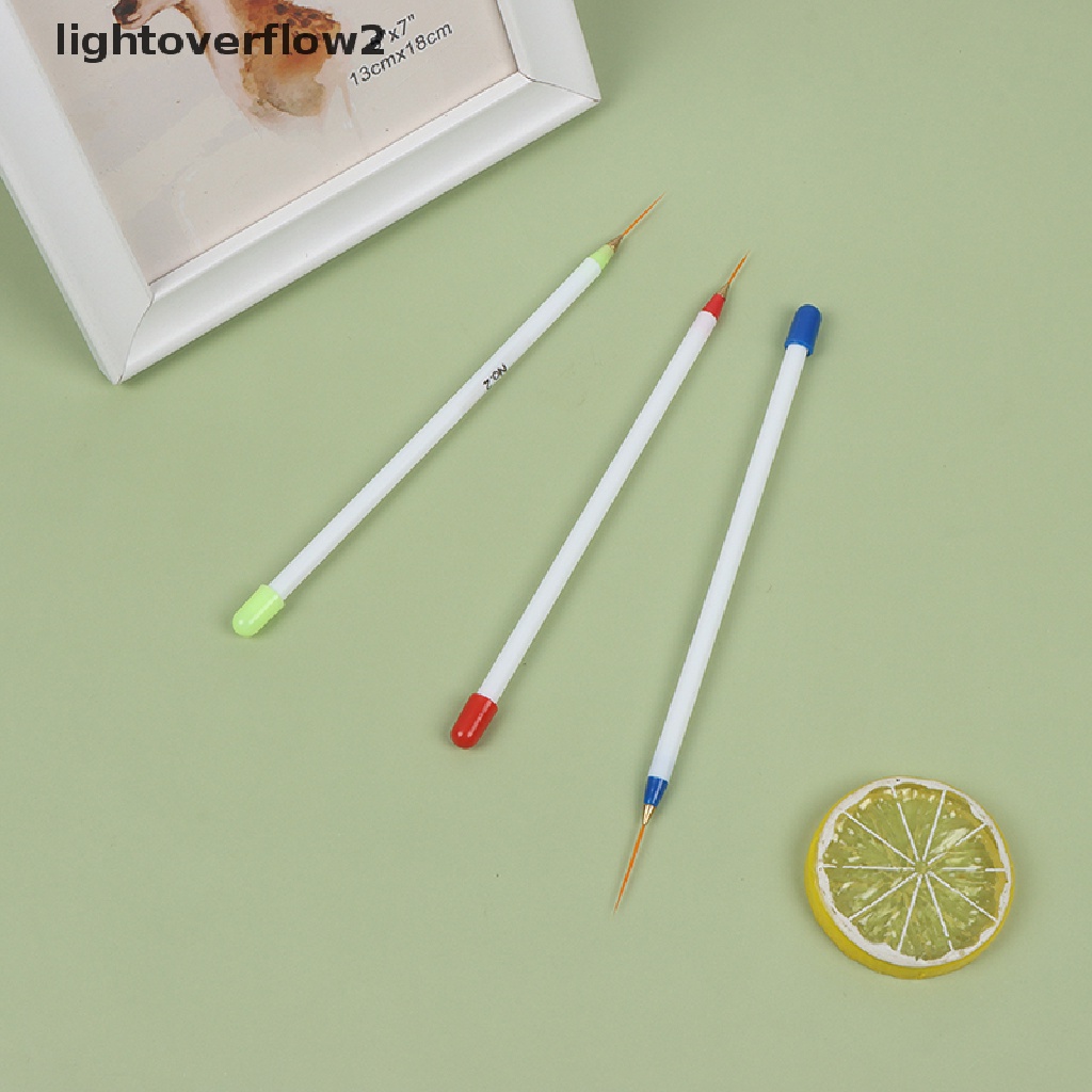 (lightoverflow2) 3 Pcs / Set Brush Pen Liner Ultra Tipis Kepala Lembut Untuk Gambar Nail Art / Manicure